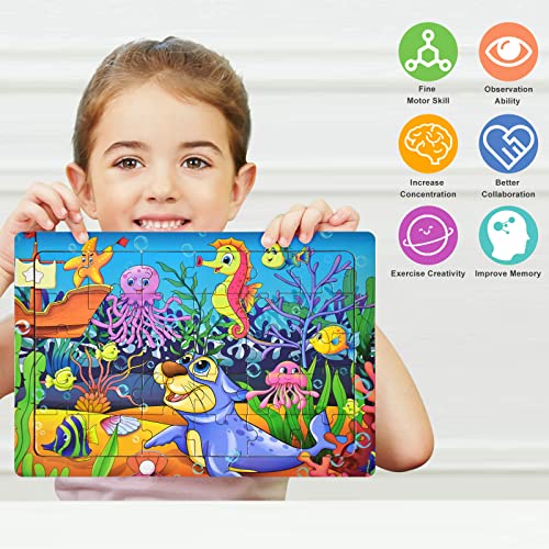 HUADADA Puzzles for Kids Ages 3-5 Toddler Puzzles 30 Piece Wooden Jigsaw Puzzles for Preschool Children Educational Learning Toys Set for Boys and Girls Kids Puzzles 3 4 5 6 Year Old (6 Pack) from HUADADA