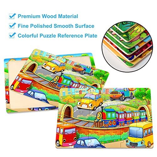 HUADADA Puzzles for Kids Ages 3-5 Toddler Puzzles 30 Piece Wooden Jigsaw Puzzles for Preschool Children Educational Learning Toys Set for Boys and Girls Kids Puzzles 3 4 5 6 Year Old (6 Pack) from HUADADA