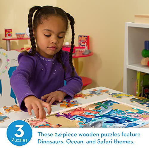 Melissa & Doug 3-Puzzle Jigsaw Set - Dinosaurs, Ocean, and Safari by Melissa & Doug