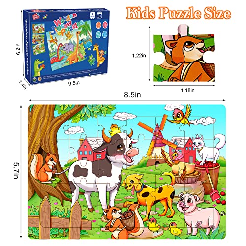 HUADADA Puzzles for Kids Ages 3-5 Toddler Puzzles 30 Piece Wooden Jigsaw Puzzles for Preschool Children Educational Learning Toys Set for Boys and Girls Kids Puzzles 3 4 5 6 Year Old (6 Pack) from HUADADA