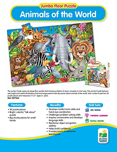 The Learning Journey: Jumbo Floor Puzzles - Animals of The World - Kids Puzzles, Kids Floor Puzzles For Kids Ages 4-8, Animal Puzzle, Award Winning Educational Toys from The Learning Journey International