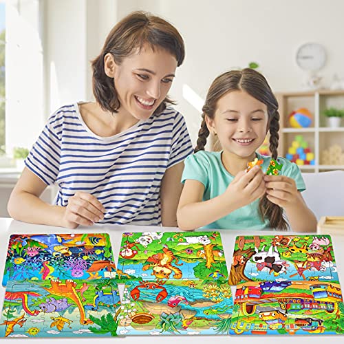 HUADADA Puzzles for Kids Ages 3-5 Toddler Puzzles 30 Piece Wooden Jigsaw Puzzles for Preschool Children Educational Learning Toys Set for Boys and Girls Kids Puzzles 3 4 5 6 Year Old (6 Pack) from HUADADA