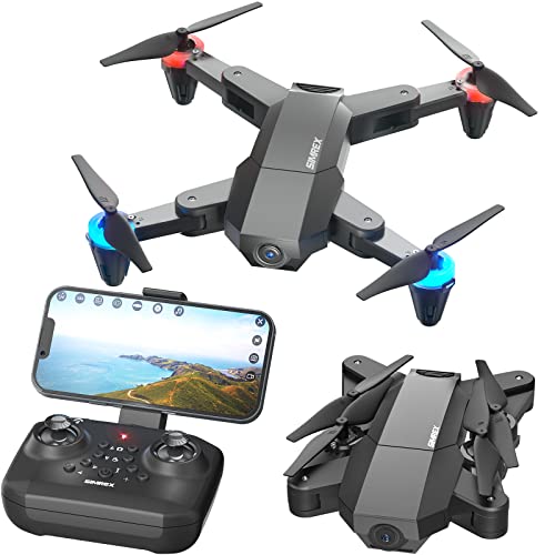 SIMREX X500 mini Drone Optical Flow Positioning RC Quadcopter with 720P HD Camera, Altitude Hold Headless Mode, Foldable FPV Drones WiFi Live Video 3D Flips Easy Fly Steady for Learning Black by SIMREX
