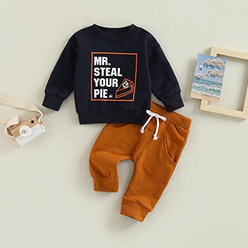 Infant Toddler Baby Boy Fall Winter Clothes Letter Pullover Sweatshirt Long Sleeve T-Shirt Tops Pants Tracksuit Outfits Set (Navy Blue , 2-3 Years ) from YOKJZJD