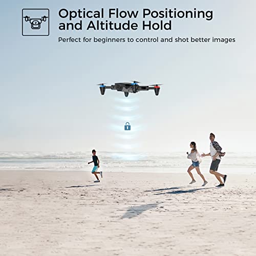 SIMREX X500 mini Drone Optical Flow Positioning RC Quadcopter with 720P HD Camera, Altitude Hold Headless Mode, Foldable FPV Drones WiFi Live Video 3D Flips Easy Fly Steady for Learning Black by SIMREX