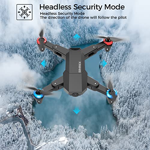 SIMREX X500 mini Drone Optical Flow Positioning RC Quadcopter with 720P HD Camera, Altitude Hold Headless Mode, Foldable FPV Drones WiFi Live Video 3D Flips Easy Fly Steady for Learning Black by SIMREX