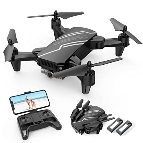 DEERC D20 Mini Drone for Kids with 720P HD FPV Camera Remote Control Toys Gifts for Boys Girls with Altitude Hold, Headless Mode, One Key Start Speed Adjustment, 3D Flips 2 Batteries, Black from DEERC
