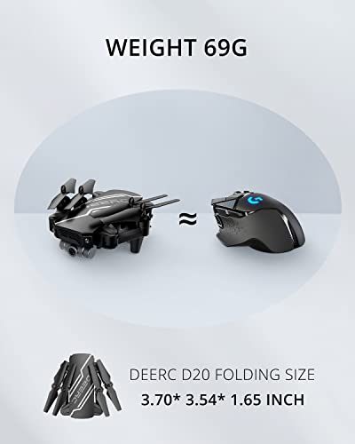 DEERC D20 Mini Drone for Kids with 720P HD FPV Camera Remote Control Toys Gifts for Boys Girls with Altitude Hold, Headless Mode, One Key Start Speed Adjustment, 3D Flips 2 Batteries, Black from DEERC