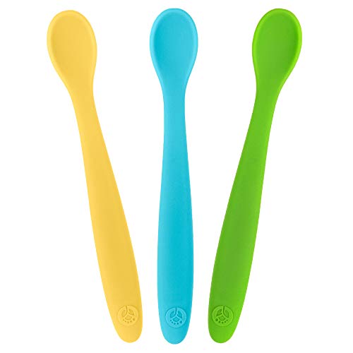 WeeSprout Silicone Baby Spoons - First Stage Feeding Spoons for Infants, Soft-Tip Easy on Gums, Bendable Design Encourages Self-Feeding, Ultra-Durable & Unbreakable, Dishwasher & Boil-Proof, Set of 3 by WeeSprout