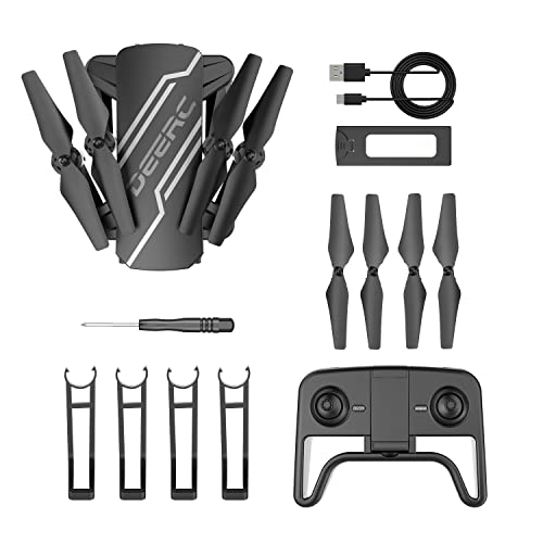 DEERC D20 Mini Drone for Kids with 720P HD FPV Camera Remote Control Toys Gifts for Boys Girls with Altitude Hold, Headless Mode, One Key Start Speed Adjustment, 3D Flips 2 Batteries, Black from DEERC