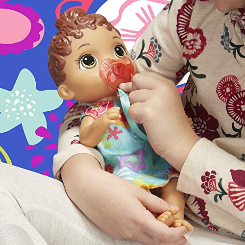Baby Alive Baby Lil Sounds: Interactive Brown Hair Baby Doll for Girls & Boys Ages 3 & Up, Makes 10 Sound Effects, Including Giggles, Cries, Baby Doll with Pacifier from Hasbro