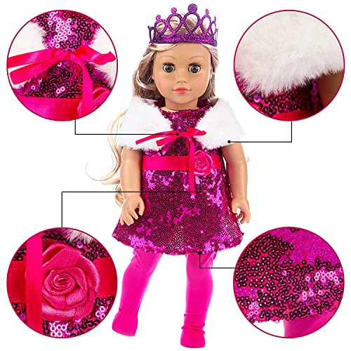 ZITA ELEMENT 24 Pcs American 18 Inch Girl Doll Clothes Dress and Accessories - Including 10 Complete Set of Clothing Outfits with Hair Bands, Hair Clips, Crown and Cap from ZITA ELEMENT