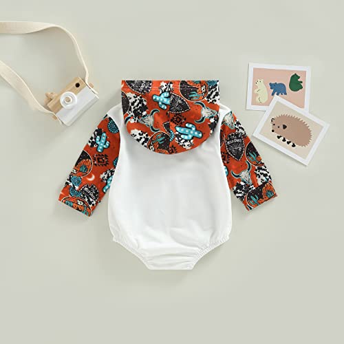 Karuedoo Western Baby Boy Girl Clothes Cow Print Hoodie Sweatshirt Romper Oversized Color Block Long Sleeve Onesie Outfit (A Brown Cow Print, 6-12 Months) by Karuedoo