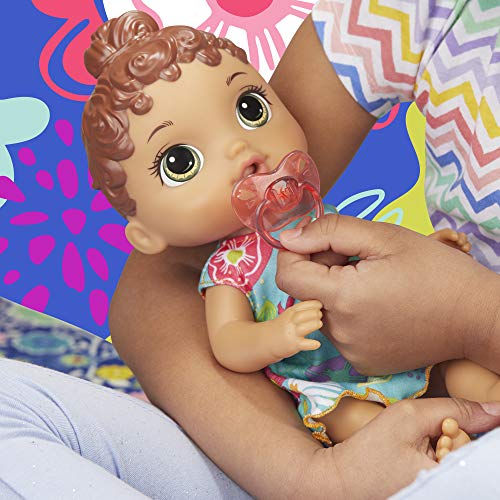 Baby Alive Baby Lil Sounds: Interactive Brown Hair Baby Doll for Girls & Boys Ages 3 & Up, Makes 10 Sound Effects, Including Giggles, Cries, Baby Doll with Pacifier from Hasbro