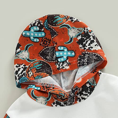 Karuedoo Western Baby Boy Girl Clothes Cow Print Hoodie Sweatshirt Romper Oversized Color Block Long Sleeve Onesie Outfit (A Brown Cow Print, 6-12 Months) by Karuedoo