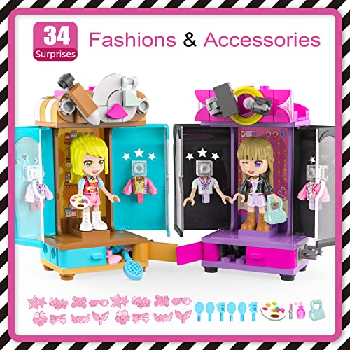 EDUCIRO Surprise Fancy Queens Dress Up Dolls Toy Building Set (2 Pack) with 34 Surprises Wardrobe Accessories, Idol Singer and Painter Theme-Gift Toys for Girls Kids Ages 6+ Years Old from EDUCIRO