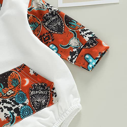 Karuedoo Western Baby Boy Girl Clothes Cow Print Hoodie Sweatshirt Romper Oversized Color Block Long Sleeve Onesie Outfit (A Brown Cow Print, 6-12 Months) by Karuedoo