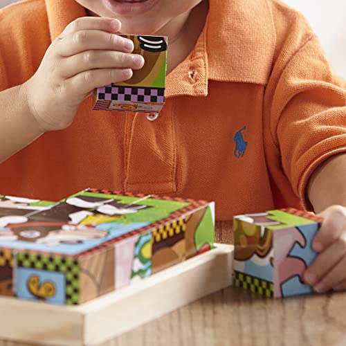Melissa & Doug Farm Wooden Cube Puzzle With Storage Tray - 6 Puzzles in 1 (16 pcs) by Melissa & Doug
