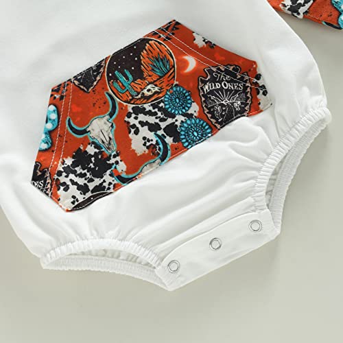 Karuedoo Western Baby Boy Girl Clothes Cow Print Hoodie Sweatshirt Romper Oversized Color Block Long Sleeve Onesie Outfit (A Brown Cow Print, 6-12 Months) by Karuedoo