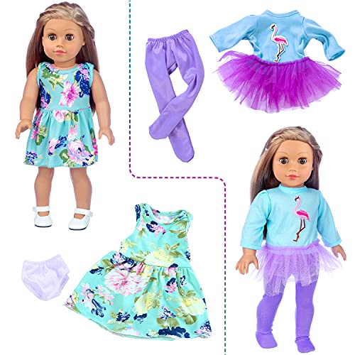 ZITA ELEMENT 24 Pcs American 18 Inch Girl Doll Clothes Dress and Accessories - Including 10 Complete Set of Clothing Outfits with Hair Bands, Hair Clips, Crown and Cap from ZITA ELEMENT