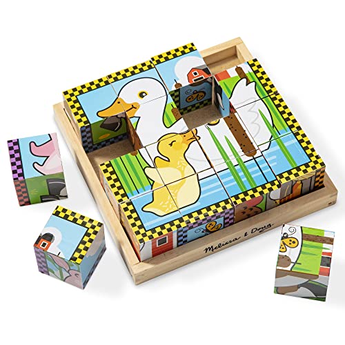 Melissa & Doug Farm Wooden Cube Puzzle With Storage Tray - 6 Puzzles in 1 (16 pcs) by Melissa & Doug