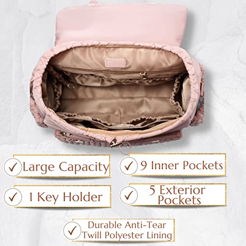 SEWBOO Diaper Bag BackPack Large Capacity Convertible Travel Back Pack lightweight Maternity Baby Changing Bag Waterproof and Stylish with Changing Pad Baby Bag for Mom and Girl from 