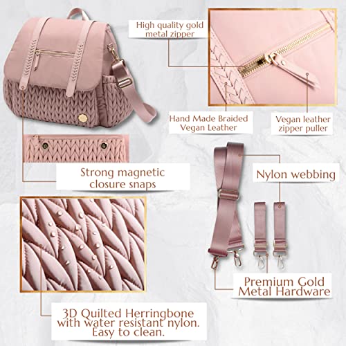 SEWBOO Diaper Bag BackPack Large Capacity Convertible Travel Back Pack lightweight Maternity Baby Changing Bag Waterproof and Stylish with Changing Pad Baby Bag for Mom and Girl from 