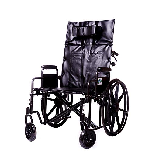 Wheelchair Reclining Back Heavy Duty Bariatric Desk Arm Padded Detachable with Cushioned Head Immobilizer and ELR (450lb) (22" seat) from Healthline Trading