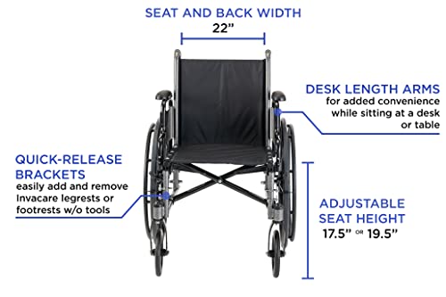 Invacare Tracer SX5 Wheelchair for Adults | Everyday Folding | 22 Inch Seat | Desk Arms from Invacare