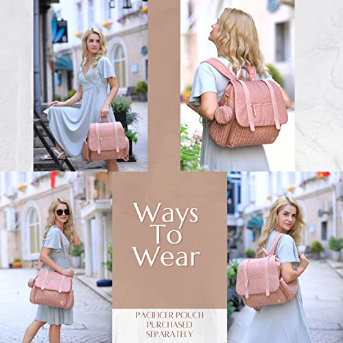 SEWBOO Diaper Bag BackPack Large Capacity Convertible Travel Back Pack lightweight Maternity Baby Changing Bag Waterproof and Stylish with Changing Pad Baby Bag for Mom and Girl from 