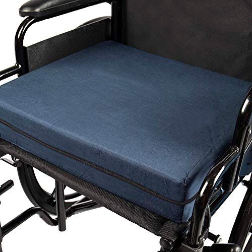 DMI Seat Cushion for Wheelchairs, Mobility Scooters, Office & Kitchen Chairs or Car Seats to Add Support & Comfort while Reducing Pressure & Stress on Back, 4" Thick, 16 x 18, Navy Blue from Duro-Med
