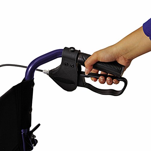 Medline Lightweight Transport Wheelchair with Handbrakes, Folding Transport Chair for Adults has 12 inch Wheels, Blue from Medline