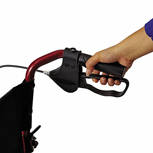 Medline Lightweight Transport Wheelchair with Handbrakes, Folding Transport Chair for Adults, 12 inch Wheels, Red by Medline