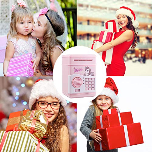 Electronic Piggy Bank for Girls, Kids Safe Money Bank with Personal Password Setting, Mini ATM Electronic Coin Bank Girls Piggy Bank, Auto Saving Bank for Real Money, Great Gift Toy for Kids by YEIRVE