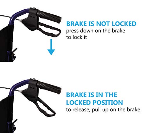 Medline Lightweight Transport Wheelchair with Handbrakes, Folding Transport Chair for Adults has 12 inch Wheels, Blue from Medline