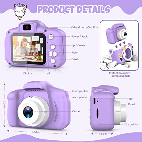 DITUPAN Kids Camera Toys for 3 4 5 6 7 8 9 10 11 12 Year Old Girlsï¼Upgrade Selfie Camera for Kids Christmas Birthday Festival Gift for Kids Digital Camera with 32GB SD Card by DITUPAN