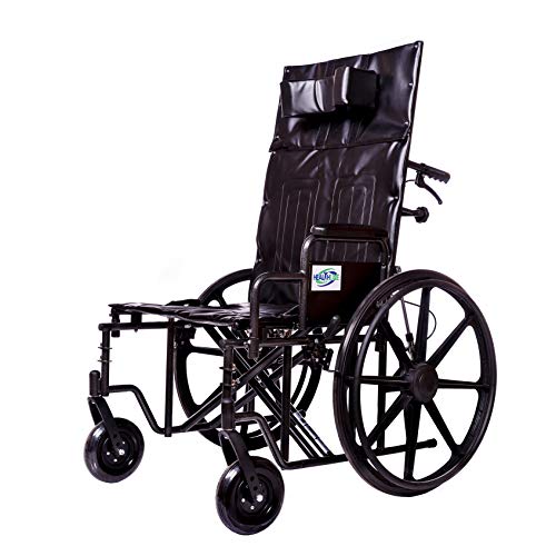 Wheelchair Reclining Back Heavy Duty Bariatric Desk Arm Padded Detachable with Cushioned Head Immobilizer and ELR (450lb) (22" seat) from Healthline Trading