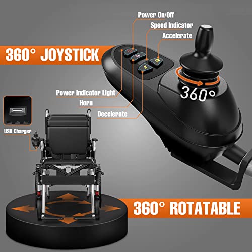 ENGWE Folding Electric Wheelchair Adults,Lightweight Foldable Powered Wheelchair,Dual Motor&Battery,360Â°Joystick,Anti-Tipper,All Terrain for Seniors-12 Miles Range by ENGWE