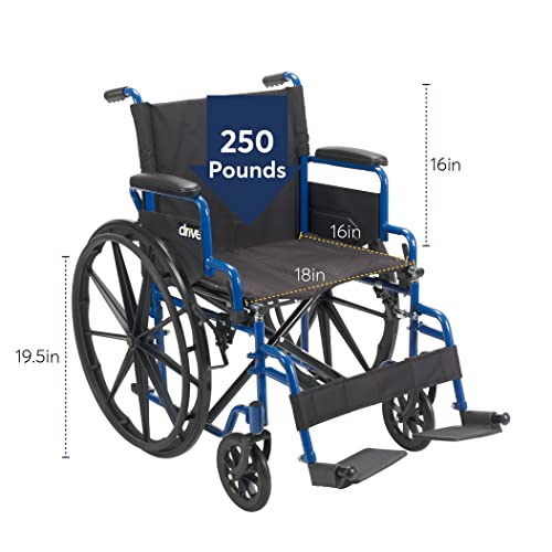 Drive Medical Blue Streak Wheelchair with Flip Back Desk Arms, Swing Away Footrests, 20 Inch Seat from Drive Medical