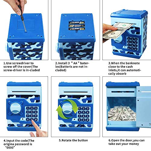 Totola Piggy Bank Electronic Mini ATM for Kids Baby Toy, Safe Coin Banks Money Saving Box Password Code Lock for Children,Boys Girls Best Gift(Camouflage ) from Totola