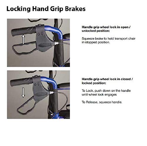 Medline Lightweight Transport Wheelchair with Handbrakes, Folding Transport Chair for Adults has 12 inch Wheels, Blue from Medline