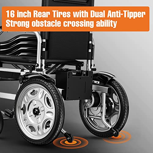 ENGWE Folding Electric Wheelchair Adults,Lightweight Foldable Powered Wheelchair,Dual Motor&Battery,360Â°Joystick,Anti-Tipper,All Terrain for Seniors-12 Miles Range by ENGWE