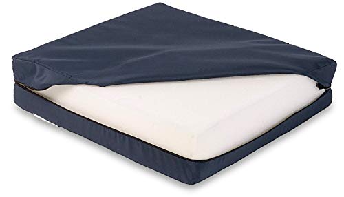 DMI Seat Cushion for Wheelchairs, Mobility Scooters, Office & Kitchen Chairs or Car Seats to Add Support & Comfort while Reducing Pressure & Stress on Back, 4" Thick, 16 x 18, Navy Blue from Duro-Med