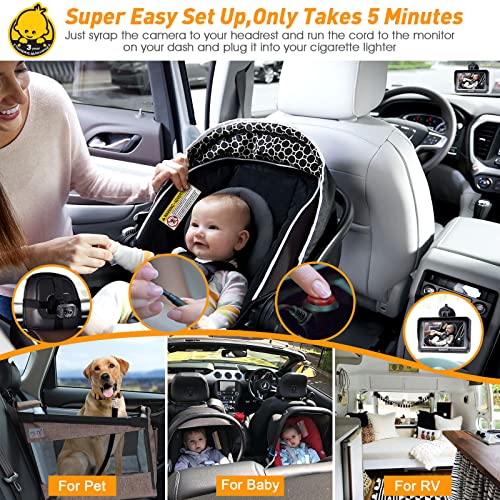 DoHonest Baby Car Camera HD 1080P with Display - Infant Safety Seat Baby Car Mirror for Rear Facing 5 Mins Easy Installation Night Vision V33 by DoHonest