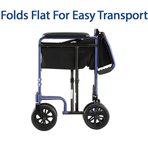 Carex Transport Wheelchair With 19 inch Seat - Folding Transport Chair with Foot Rests - Foldable Wheel Chair for Travel and Storage, 1 Count from Carex Health Brands