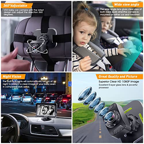 DoHonest Baby Car Camera HD 1080P with Display - Infant Safety Seat Baby Car Mirror for Rear Facing 5 Mins Easy Installation Night Vision V33 by DoHonest