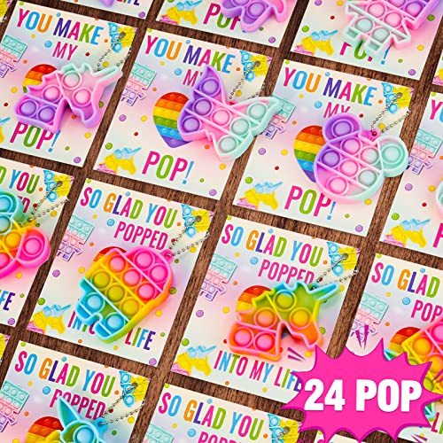 Valentines Day Gifts for Kids - 24 Valentines Cards with Pop Bubbles Bulk- Valentine Exchange for Girls Boys School Class Classroom Fidget Toys Party Favors by ShenZhen MaoDun MaoYi YouXianGongSi