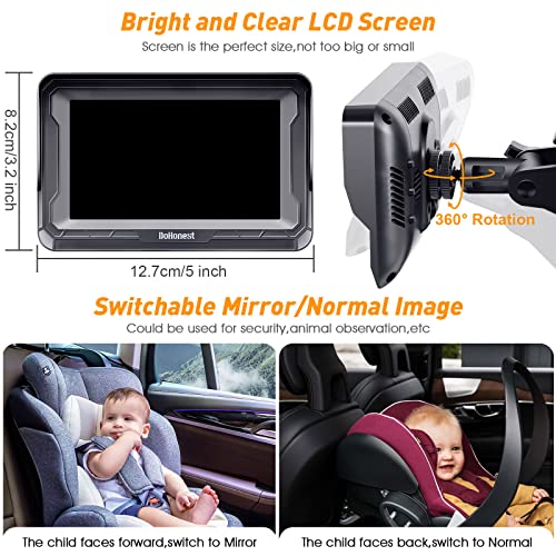 DoHonest Baby Car Camera HD 1080P with Display - Infant Safety Seat Baby Car Mirror for Rear Facing 5 Mins Easy Installation Night Vision V33 by DoHonest