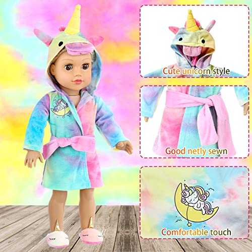 Ecore Fun American 18 inch Girl Doll Clothes and Doll Sleeping Bag Set -Unicorn-Nightgown with Matching Sleepover Masks & Pillow -Dolls Accessories for Kids-Best Gifts from Ecore Fun