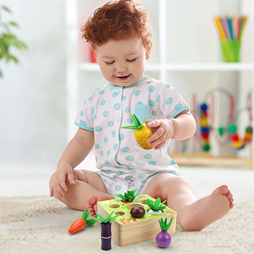 SKYFIELD Wooden Farm Harvest Game Montessori Toy, Early Learning Toy for Boys and Girls 1 2 3 Years Old, Shape Sorting Educational Toy with 7 Sizes Vegetable or Fruit, Gift for Toddlers 1-3 by SKYFIELD